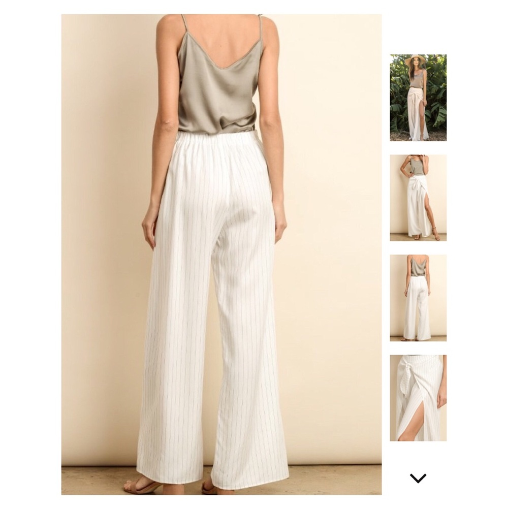 Striped Wide Leg Slit Pant - Picture 3 of 6